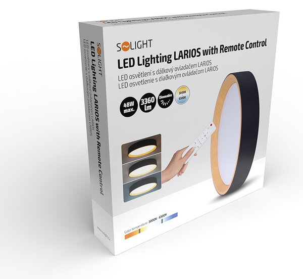 SOLIGHT LED osvětlení s dálkovým ovladačem Larios Black 48W 3360lm 39cm CCT