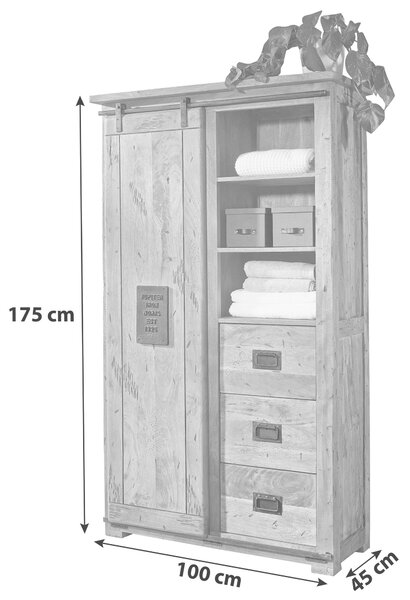 VYSOKÁ KOMODA, mangové dřevo, přírodní barvy, 100/175/45 cm Livetastic - Online Only komody, Online Only