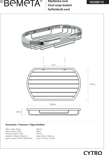 Bemeta Design CYTRO: Polička, do sprchy - 102308112