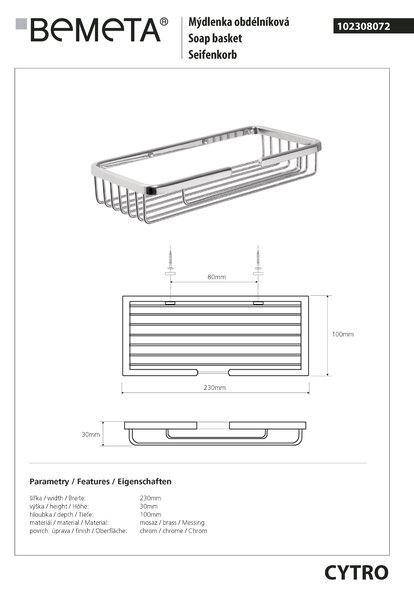 Bemeta Design CYTRO: Polička, do sprchy - 102308072