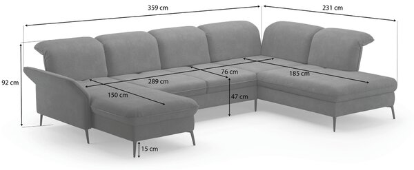 SEDACÍ SOUPRAVA, textil, světle šedá Sit & More - Sedací soupravy, Online Only