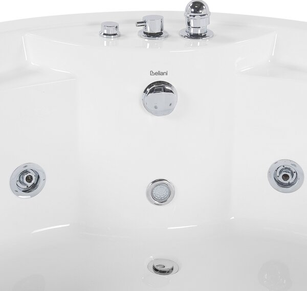 Rohová vířivá vana s LED osvětlením MILANO 181 x 150 cm s reproduktorem Bluetooth Bílá
