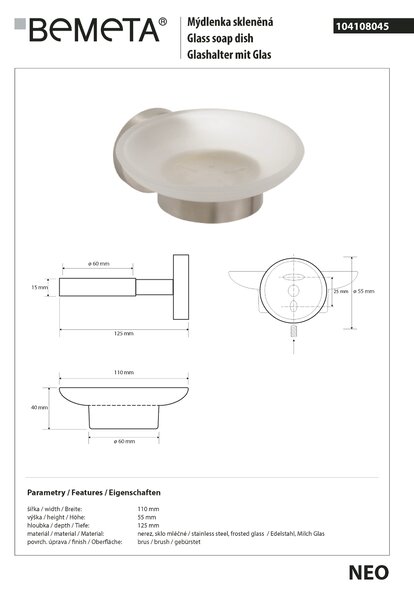 Bemeta Design NEO: Mýdlenka - 104108045