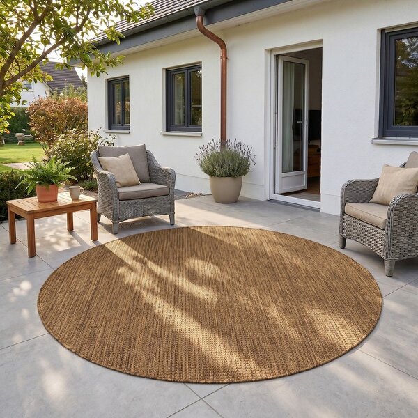 Hnědý kulatý vnitřní a venkovní koberec ø 120 cm Mira 1450 – Ayyildiz Carpets