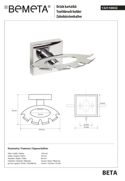 Bemeta Design BETA: Držák kartáčků - 132110032