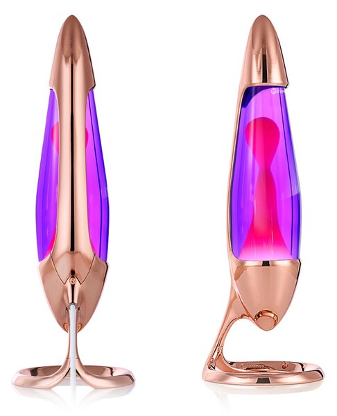 Mathmos Neo Cooper, originální lávová lampa, 1x20W, měděná s fialovou tekutinou a růžovou lávou, výška 42cm