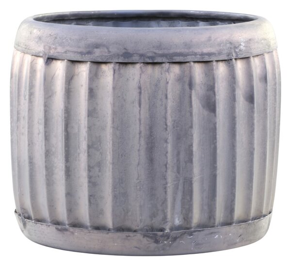 Dekorační plechový antik obal na květináč Grooves M - Ø 23*16cm - Chic Antique