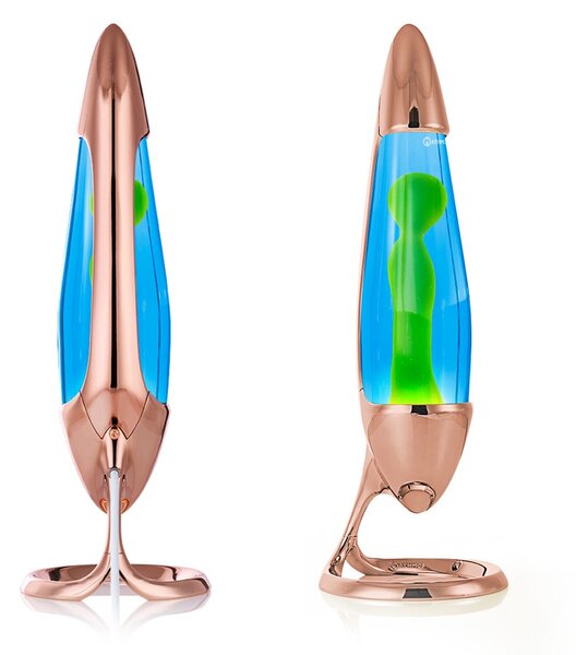Mathmos Neo Cooper, originální lávová lampa, 1x20W, měděná s modrou tekutinou a zelenou lávou, výška 42cm