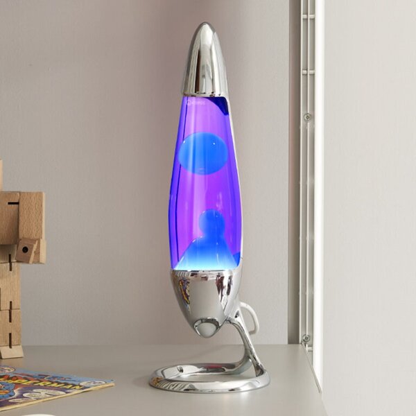 Mathmos Neo, originální lávová lampa, 1x20W, stříbrná s fialovou tekutinou a tyrkysovou lávou, výška 42cm