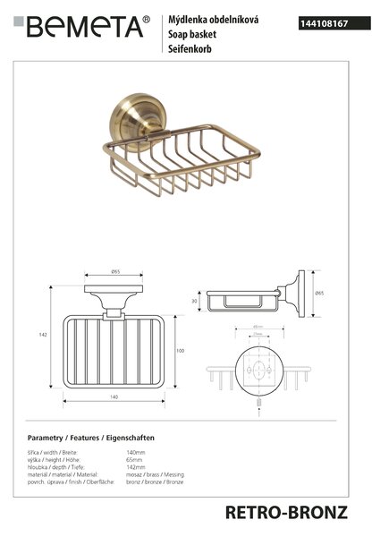 Bemeta Design RETRO bronz: Mýdlenka - 144108167