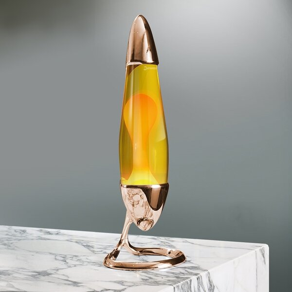 Mathmos Neo Copper, originální lávová lampa, 1x20W, měděná se žlutou tekutinou a oranžovou lávou, výška 42cm