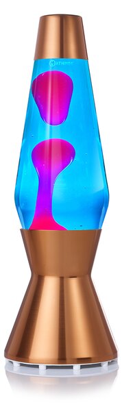 Mathmos Astro Copper, originální lávová lampa, měděná s modrou tekutinou a růžovou lávou, výška 43cm