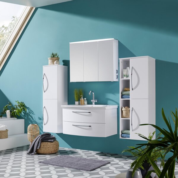 SKŘÍŇKA S UMYVADLEM, bílá, bílá, 90/50/50 cm Stylife - Koupelnové série