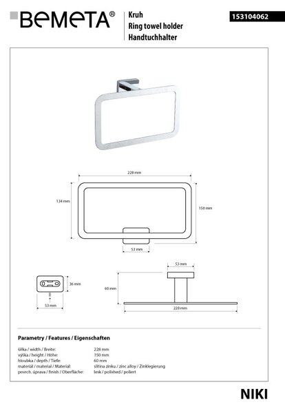 Bemeta Design NIKI: Držák ručníků, kruhový - 153104062