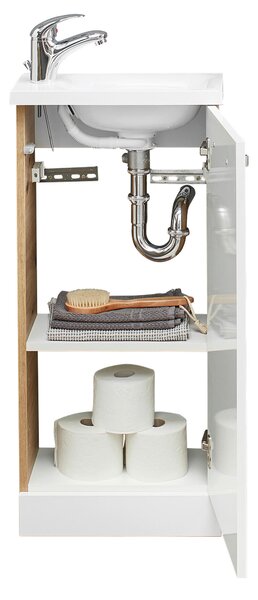 SPODNÍ UMYVADLOVÁ SKŘÍŇKA, bílá, dub artisan, 38,8/82,5/21,5 cm Xora - Koupelnové série