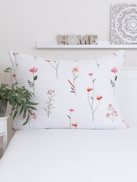 MK Lůžkoviny Mušelínový povlak na polštář 70 x 90 cm - Vlčí máky bílé