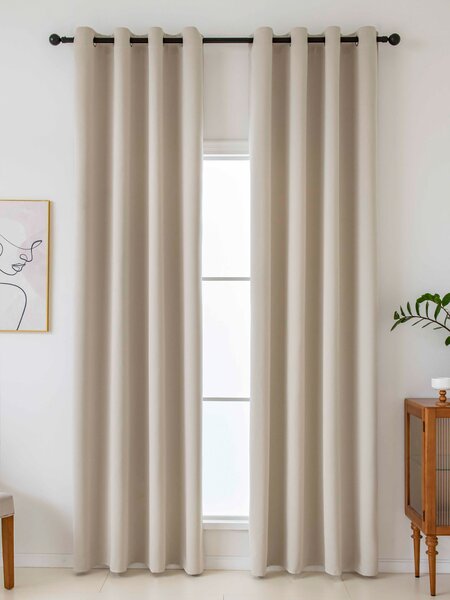 MK Lůžkoviny Blackout závěsy Elias přírodní – 140 × 160 cm (2 ks) - kroužky