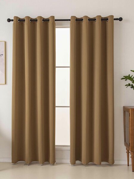 MK Lůžkoviny Blackout závěsy Elias hnědá – 140 × 160 cm (2 ks) - kroužky