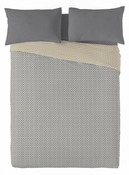 Oboustranná přikrývka z mikrovlákna s grafickým vzorem 200 g/m2 šedá/žlutá 140x200 cm