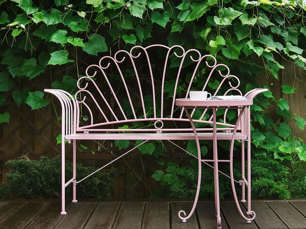 Zahradní lavice CAVINIA 125 cm Kov Růžová