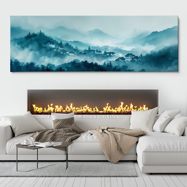 Obraz na plátně - Japonská vesnička Urojima skrytá v kopcích FeelHappy.cz Velikost obrazu (šířka x výška): 120 x 40 cm