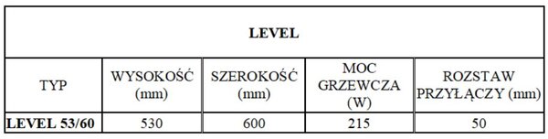 Regnis LEVEL, topné těleso 600x530mm se středovým připojením 50mm, 215W, bílá, LEVEL530/600/D50/WHITE