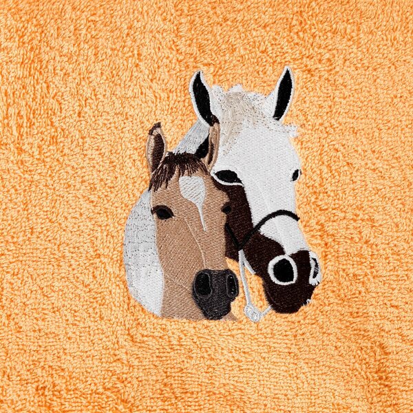 Froté koupelnový textil s výšivkou koní zn. Colombine® meruňková ručník 50x100 cm+žínka