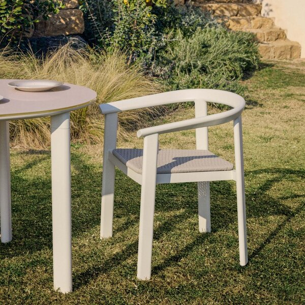 Kave Home Krémový zahradní set oválného stolu a šesti židlí Erice
