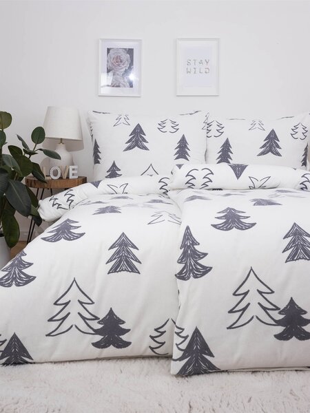 MK Lůžkoviny Francouzské flanelové povlečení - Stromeček 220 × 200 cm, 2ks 70 x 90 cm