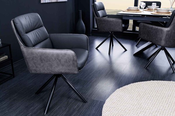 Designová otočná židle Maddison antracit kůže