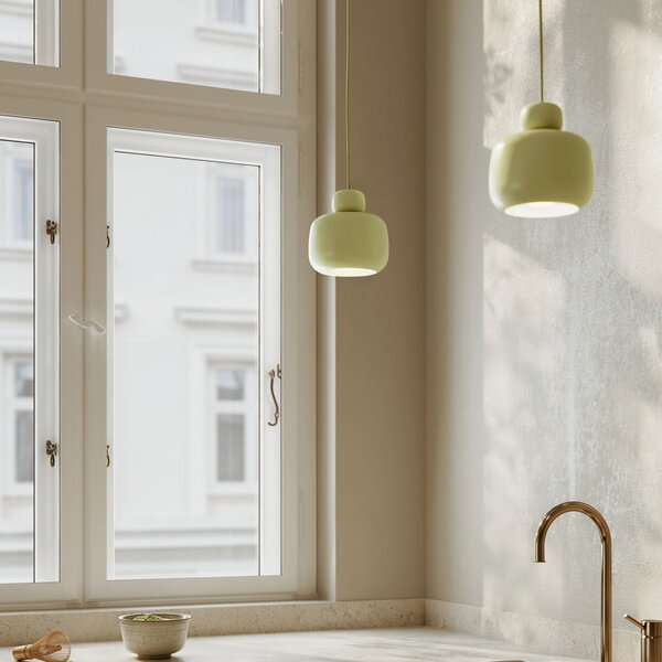 Závěsná svítidlo Woud, Stone, stmívatelné, Zelená, Kuchyně, Kov, Design