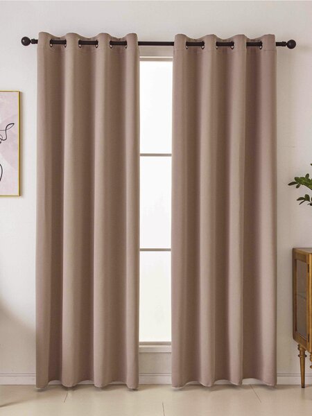 MK Lůžkoviny Blackout závěsy Elias cappuccino – 140 × 160 cm (2 ks) - kroužky