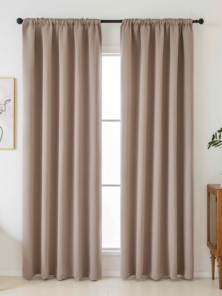 MK Lůžkoviny Blackout závěsy Elias cappuccino – 140 × 160 cm (2 ks) - řasící stuha