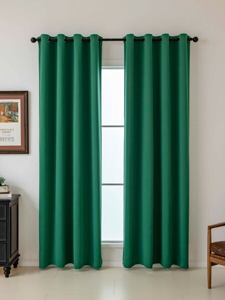 MK Lůžkoviny Blackout závěsy Elias tmavě zelená – 140 × 160 cm (2 ks) - kroužky
