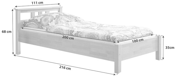 POSTEL, 100/200 cm barvy buku MID.YOU - Jednolůžkové postele, Online Only