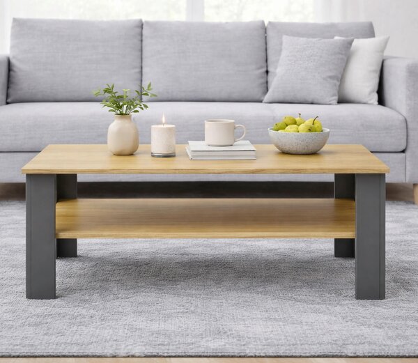 KONFERENČNÍ STOLEK, antracitová, medová, kompozitní dřevo, 100/55/44 cm Livetastic - Konferenční stolky, Online Only