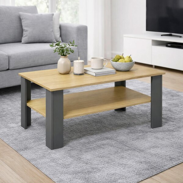 KONFERENČNÍ STOLEK, antracitová, medová, kompozitní dřevo, 100/55/44 cm Livetastic - Konferenční stolky, Online Only