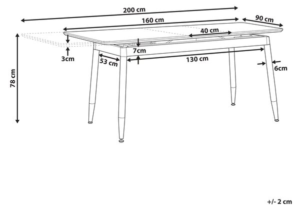 Rozkládací jídelní stůl CALIFORNIA Tmavě hnědá 160/200 cm 90 cm