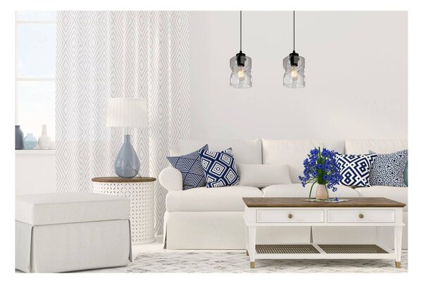 Light for home - Moderní závěsné svítidlo se skleněnými stínidly LED NIKI 2195/2, 2x60W, E27, Černá