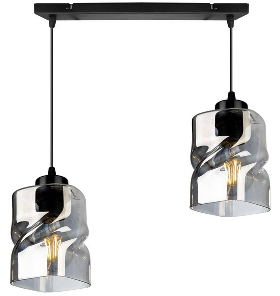 Light for home - Moderní závěsné svítidlo se skleněnými stínidly LED NIKI 2195/2, 2x60W, E27, Černá