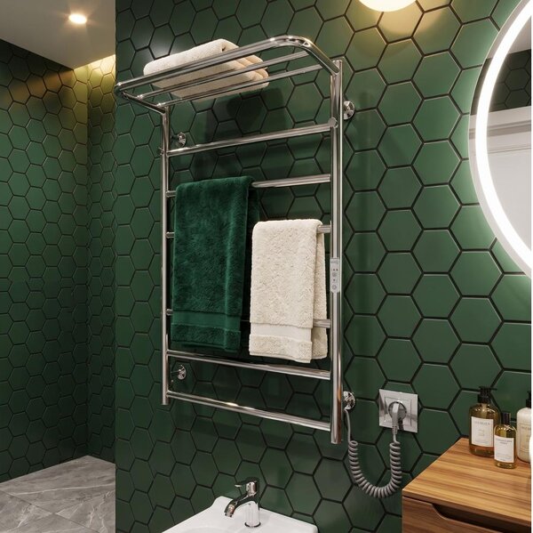 Koupelnový žebříkový radiátor HOME 95W/230V 77x53 cm nerez/chrom pravá