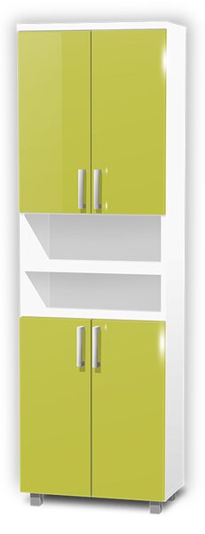 Vysoká koupelnová skříňka K15 barva skříňky: bílá 113, barva dvířek: lemon lesk