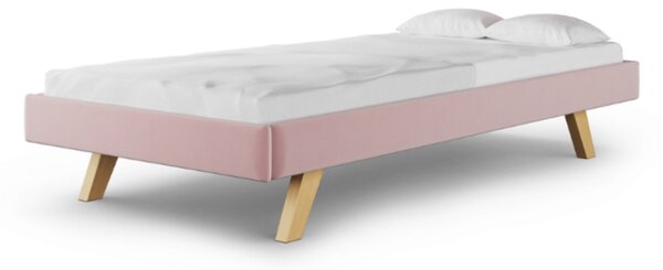 Čalouněná dětská jednolůžková postel BASIC bez čela - Růžová, 120x200 cm