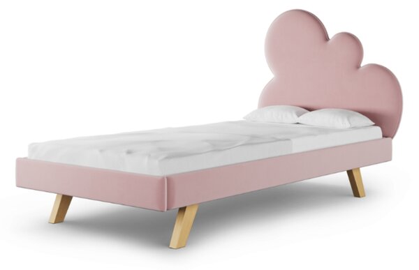 Čalouněná jednolůžková postel CLOUD do dětského pokoje - Růžová, 90x200 cm, Zvolte stranu: Vlevo
