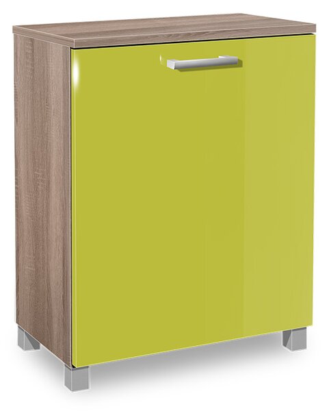Koupelnová skříňka s košem na prádlo K19 barva skříňky: dub sonoma tmavá, barva dvířek: lemon lesk