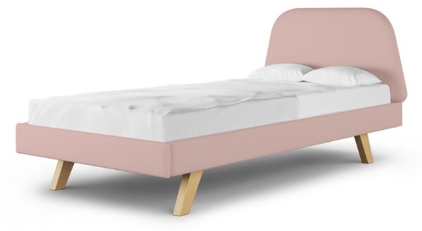 Čalouněná dětská jednolůžková postel TRAPEZE - Růžová, 120x200 cm