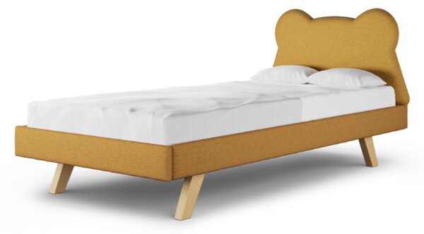 Čalouněná jednolůžková postel TEDDY do dětského pokoje - Hořčicová, 120x200 cm