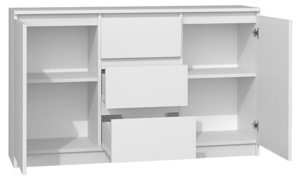 Topeshop 2D3S BIEL, Bílá, 3 zásuvka/zásuvek, Dřevotřískové desky, Jednobarevný, Moderní, Dřevotřískové desky