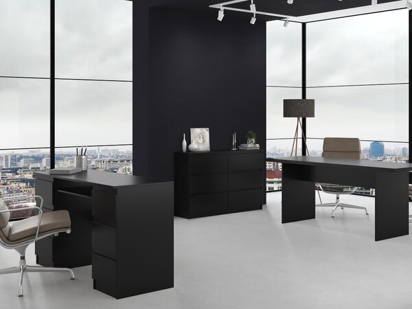 Topeshop M6 120 CZERŃ, Černá, 6 zásuvka/zásuvek, Dřevotřískové desky, Jednobarevný, Moderní, Dřevotřískové desky