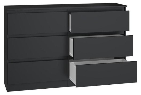 Topeshop M6 120 CZERŃ, Černá, 6 zásuvka/zásuvek, Dřevotřískové desky, Jednobarevný, Moderní, Dřevotřískové desky